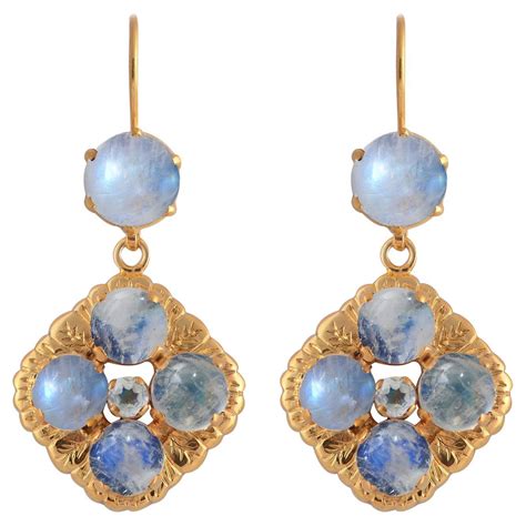 Glamorous Moonstone And Diamond Chandelier Earrings For Sale At Stdibs