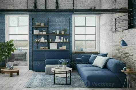 Modern industrial loft living room home interior. Pro Photo 28136308 ...