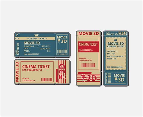 Cinema Ticket Card Flat Vector Design เวกเตอร์ Ai Svg Uidownload