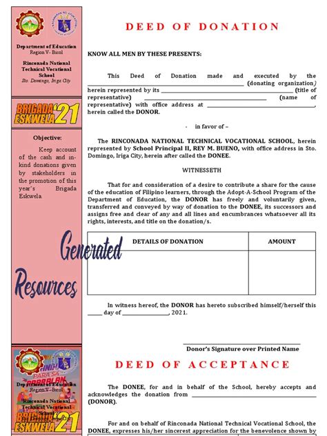 Deed Of Donation Know All Men By These Presents Pdf Natural Resources Law Property