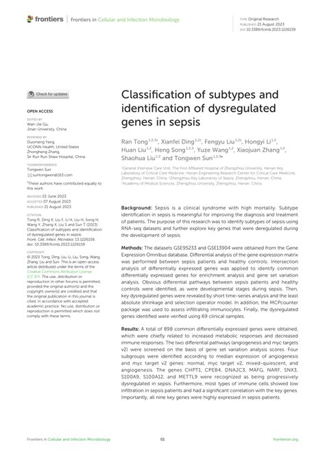 PDF Classification Of Subtypes And Identification Of Dysregulated