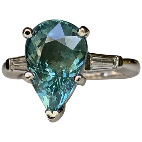 Teal Natural Sapphire Diamond Engagement Ring Gold At Stdibs Teal