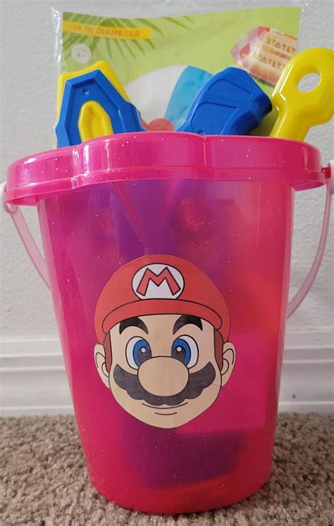 Beach Play Set Mario Bros Sand Bucket Shovel Ball And Water Gun By