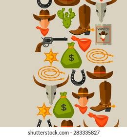 Wild West Seamless Pattern Cowboy Objects Stock Vector Royalty Free