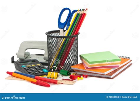 Set Of Stationery Items Stock Image Image Of Notebook