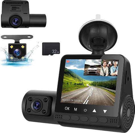 Amazon Camecho 3 Channel Dash Cam Front And Rear Inside 1080P Dash