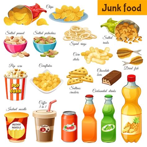 Premium Vector | Junk food.