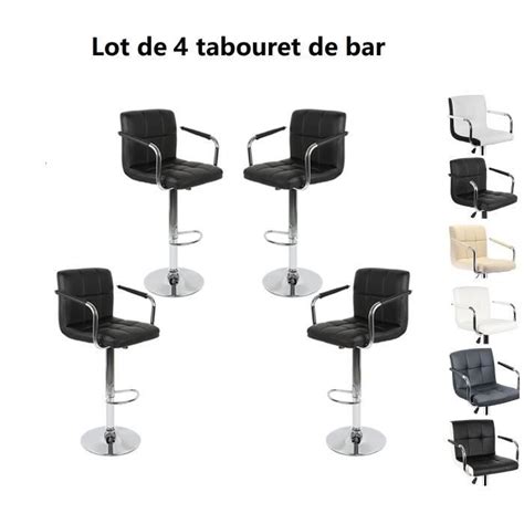 4 X Tabourets de Bar avec accoudoirs Willonin Assise réglable en