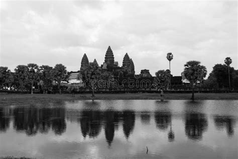 Angkor Wat Temple Black And White Stock Photo Image Of Famous