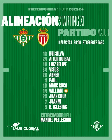 Real Betis Balompié on Twitter Nuestro once inicial para el