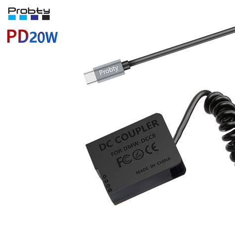 PD20W USB C To DMW DCC8 DMW BLC12 Dummy Battery For Panasonic DMC FZ300