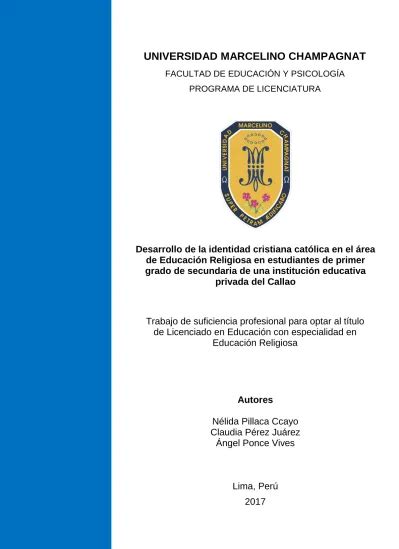 Desarrollo de la identidad cristiana católica en el área de Educación