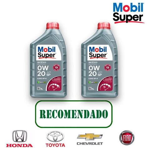 Óleo de motor kit 2 litros mobil super 0w20 sintético Lubrificantes