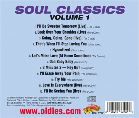 Soul Classics Volume 1 Cd R 2006 Collectables Records