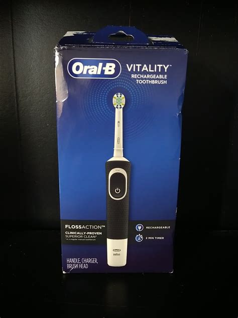 Oral B Vitality Rechargeable Toothbrush Black White 2 Min Timer Floss