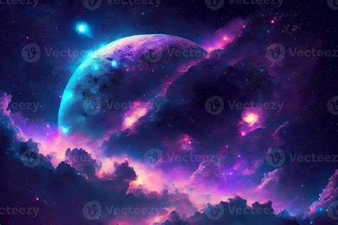 Abstract space wallpaper. Planet and stars. Digital art, Fantasy art ...