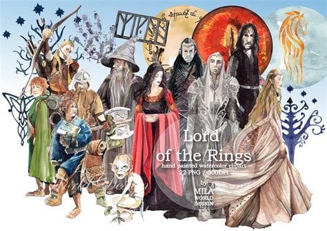 Lord Of The Rings Watercolor Clip Art Hand Painted Character Clipart