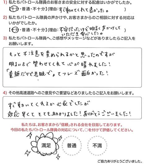 お客さまからの感謝のお言葉紹介 社員ブログ『私、高速マモルです。』 中日本ハイウェイ・パトロール東京株式会社