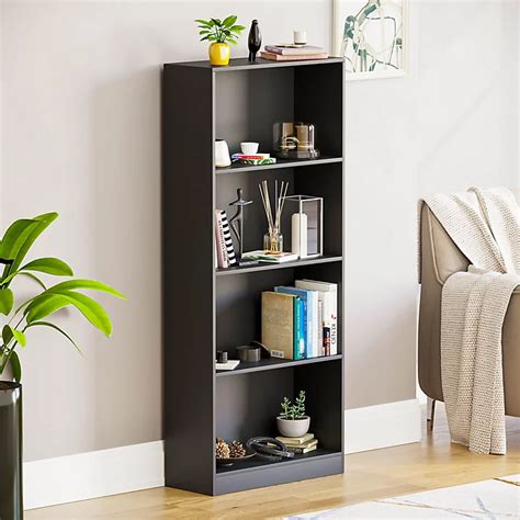 Vida Designs Cambridge Black 4 Tier Large Bookcase Freestanding