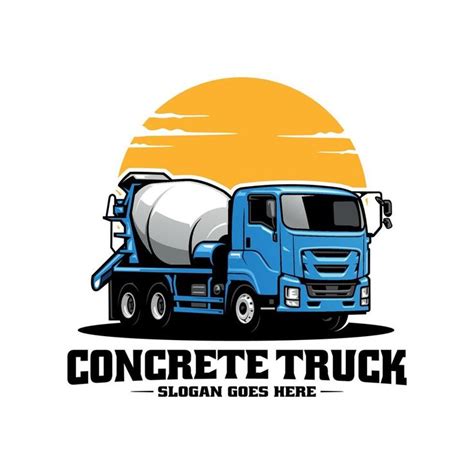 Concrete Mixer Truck Logo with Sun Background