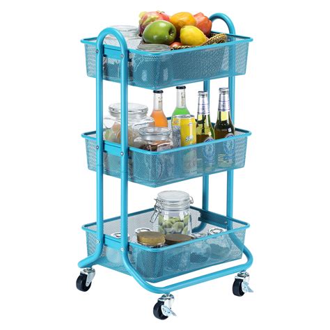 Amazon DESIGNA Metal Utility Cart 3 Tier Mesh Rolling Storage