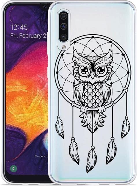 Hoesje Geschikt Voor Galaxy A50 Dream Owl Mandala Black Bol