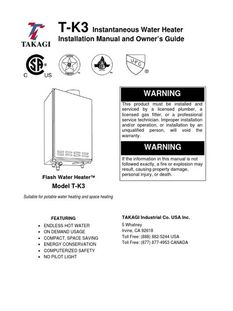 Takagi T K3 Instantaneous Water Heater Water Heating Hvac