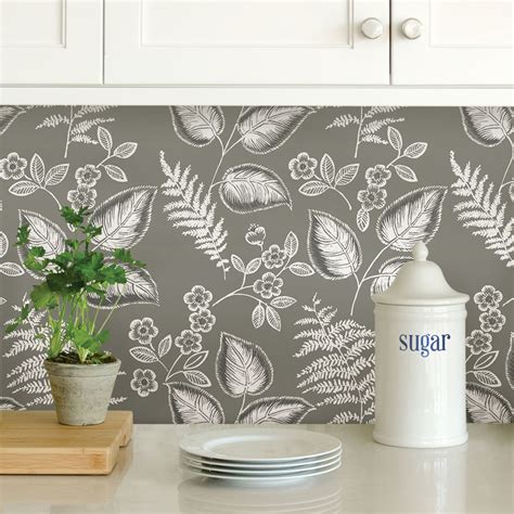 Gray Foliage Peel Stick Wallpaper Brewster Home Fashions Touch Of Modern