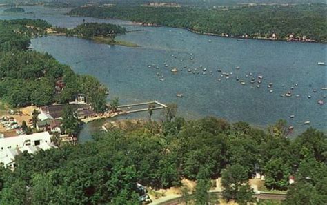 Vintage Postcard Front Aerial View Of Bledsoes Beach Lake James