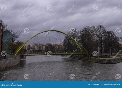 A Modern Bridge Over the Oder River in Wroclaw. Poland Stock Photo ...