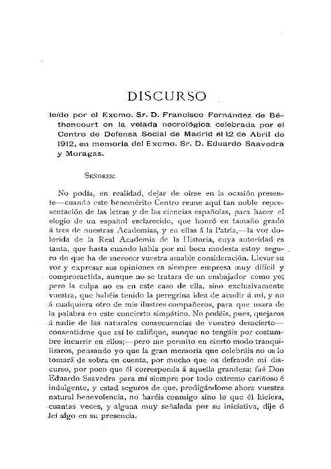 Discurso leído por el Excmo Sr D Francisco Fernández de Béthencourt