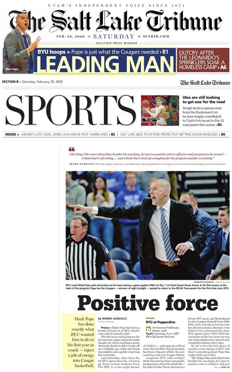 SL Tribune, alt headlines: "Mormons take direction from Pope." Or "17th