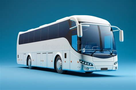 White Intercity Bus On Solid Blue Background Stock Illustration