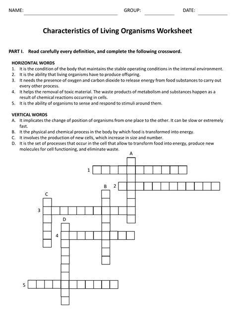 Characteristics Of Living Things Worksheet - Abhayjere.com