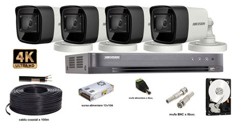 Kit Complet Supraveghere Video Hikvision Camere Mp K Ir M Hdd