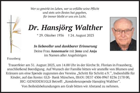 Traueranzeigen Von Hansj Rg Walther Trauer Merkur De