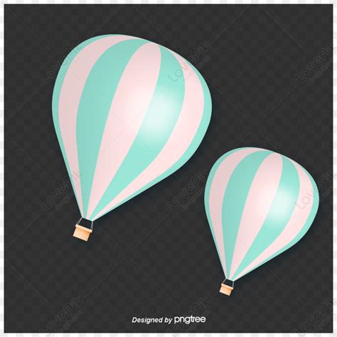 Blue Striped Hot Balloon Element Hot Air Balloon Blue Balloons Three Dimensional PNG Free