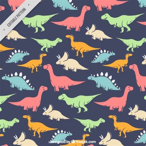 Premium Vector Hand Drawn Colored Kind Of Dinosaurs Pattern