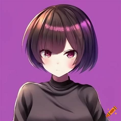 Anime Girl Short Hair Cut Lokking Up On Craiyon