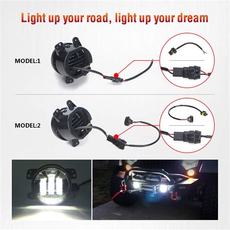 DOT Approved 7 Black LED Headlights 4 Cree LED Fog Lights