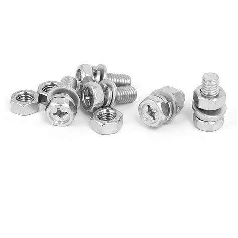 M8 X 20mm 304 Stainless Steel Hex Head Bolts Nuts W Washers 5 Sets