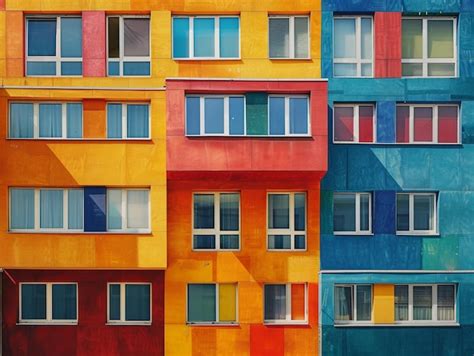 Premium Photo | Colorful Facade of Modern Apartment Building