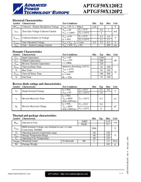Aptgf X P Datasheet Phase Bridge Npt Igbt Power Module