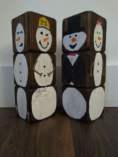 DIY Snowman Blocks Snowman Blocks Diy Snowman Snowman