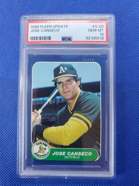 Jose Canseco 1986 Fleer Update U 20 Base Price Guide Sports Card