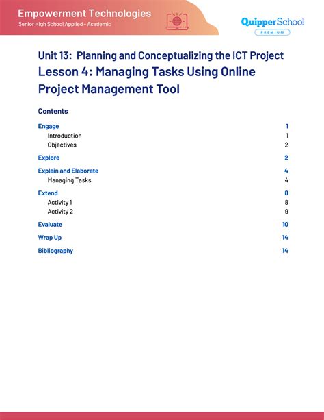 Unit 13 Lesson 4 Managing Tasks Using Online Unit 13 Planning And