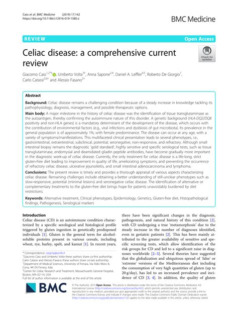 Pdf Celiac Disease A Comprehensive Current Review