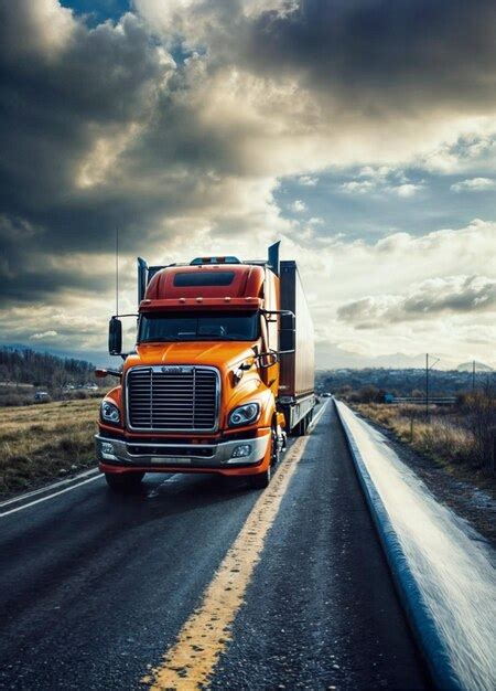 Premium Photo | Truck driving along the highway