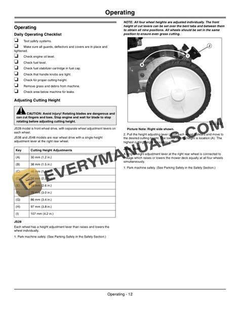 John Deere MowMentumJS28 JS38 JS48 Walk Behind Mower Operator Manual