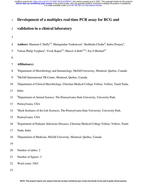 PDF Development Of A Multiplex Real Time PCR Assay For BCG And